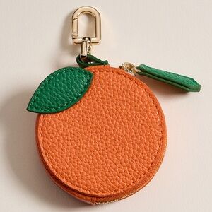 NWT Leather Orange Coin Purse Keychain Bag Charm 🍊